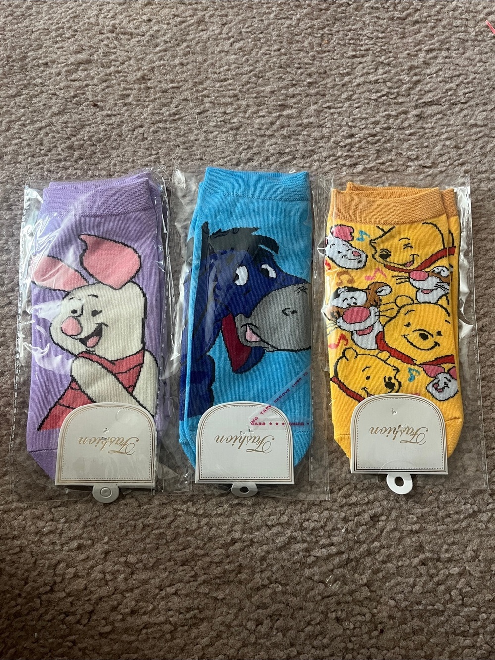 Disney Winnie the Pooh & Friends Ankle Socks - Purple, Blue, Yellow
